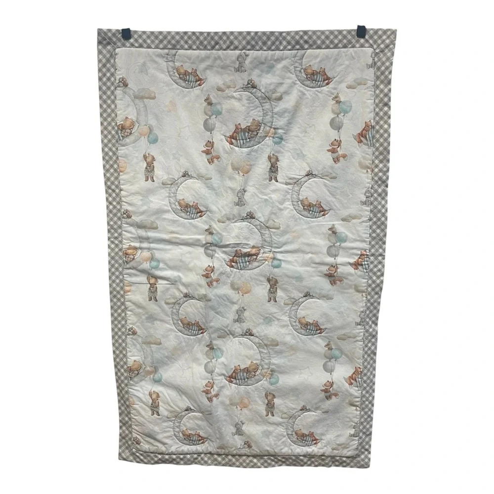 Charming Baby Quilt with Playful Sleeping Animal Design Handmade